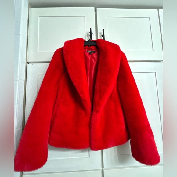 Faux fur red INC coat! - Picture 2 of 4
